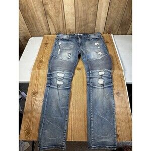 Reason Denim Jeans Distressed‎ Mulberry Moto Jeans Men’s Size 40 Hand Crafted